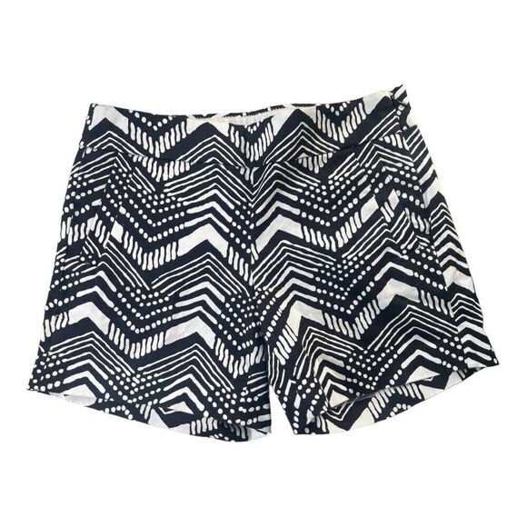 J. Crew Chino Shorts Size 0 Geometric Print Black White Mid Rise Stretch EUC - Picture 1 of 5